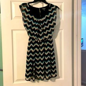 Chevron blue/black/white dress